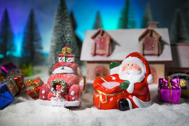 istock Traditional holiday attributes on snow. Creative artwork decorations. Empty space for your text 1287070455