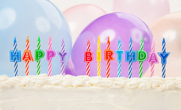istock Birthday concept. Cake, candles and balloons. 1287075014