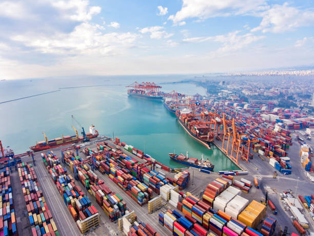 istock Cargo containers in a commercial port. 1287078416