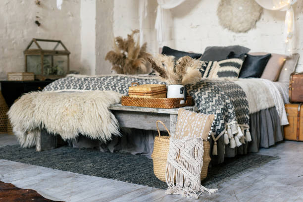 istock Comfortable bedroom in house with cozy interior 1287079288
