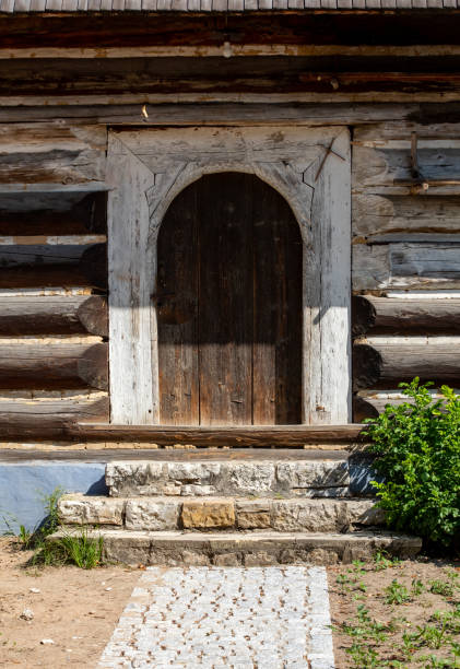 wooden door in rustic old peasant house