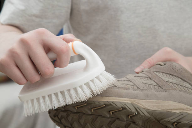 istock Shoe cleaning at home. 1287082080