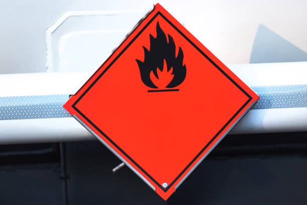 istock a danger flammable sign on an fuel truck 1287084961