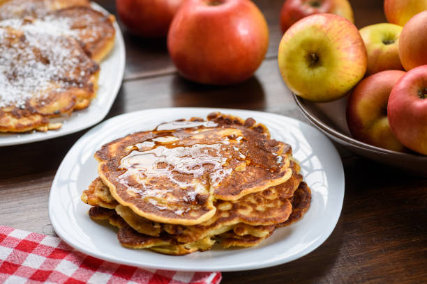 istock homemade pancakes with apples poured with honey 1287085023