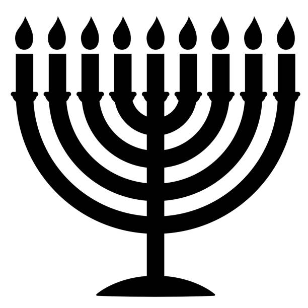 ilustrações, clipart, desenhos animados e ícones de silhueta menorah. menorah para hanukkah, ilustração vetorial. ícone da religião - menorah