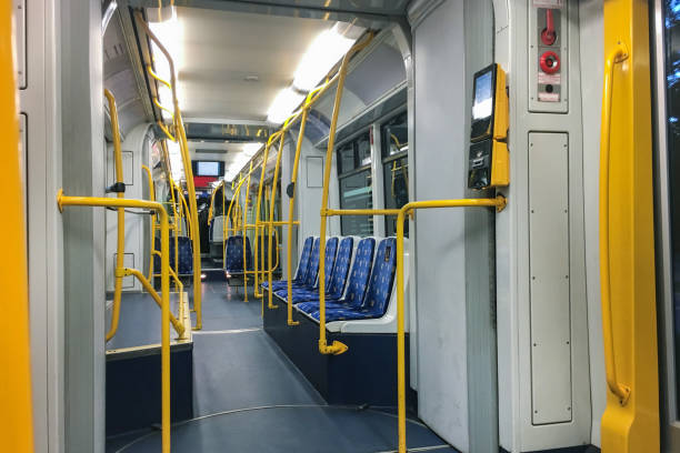 istock An empty tram with no people in the cabin 1287087758
