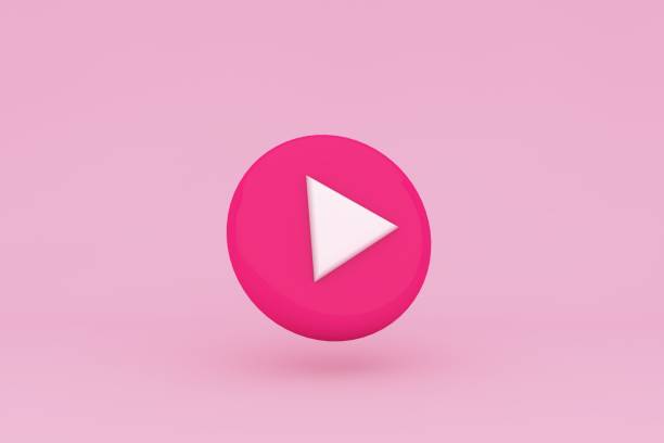 3D Pink play icon Pink play icon play button photos stock pictures, royalty-free photos & images