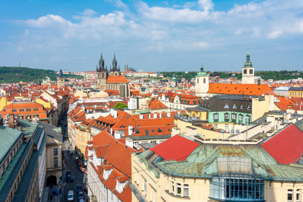 istock Prague cityscape on a sunny day, Czech Republic 1287097849