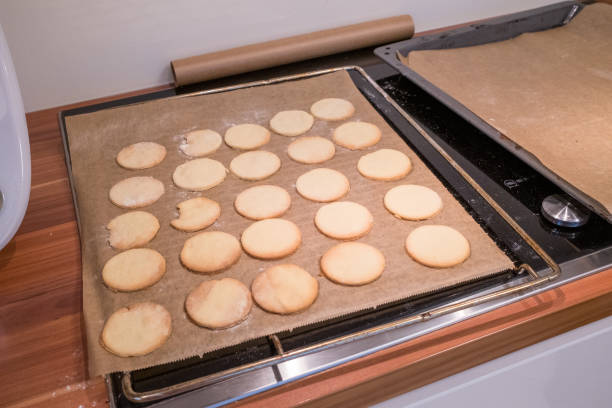 istock on  baking tray lie the ready baked light cookies 1287098832