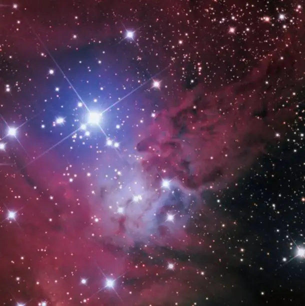 NGC 2264 indicates a bright open cluster surrounded by a large system of diffuse nebulosity within the Unicorn constellation. The cluster and its nebulosities are located approximately 2450 light years from the solar system.

Photograph taken in January 2020 through the use of the personal observatory 3z Observatory.