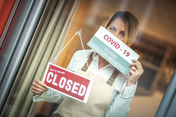 istock Covid19 notice and a frightened look 1287105678