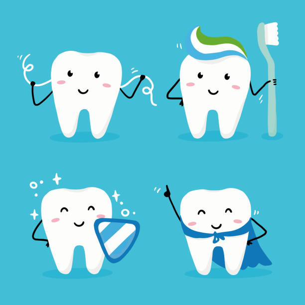 ilustrações, clipart, desenhos animados e ícones de personagem estilo desenho animado dentário. ilustração de conceito dentário - dentist dental hygiene symbol computer icon
