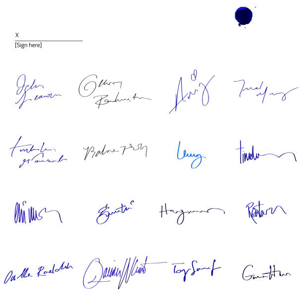 Signatures set vector signature fictitious autographs signing stock illustrations