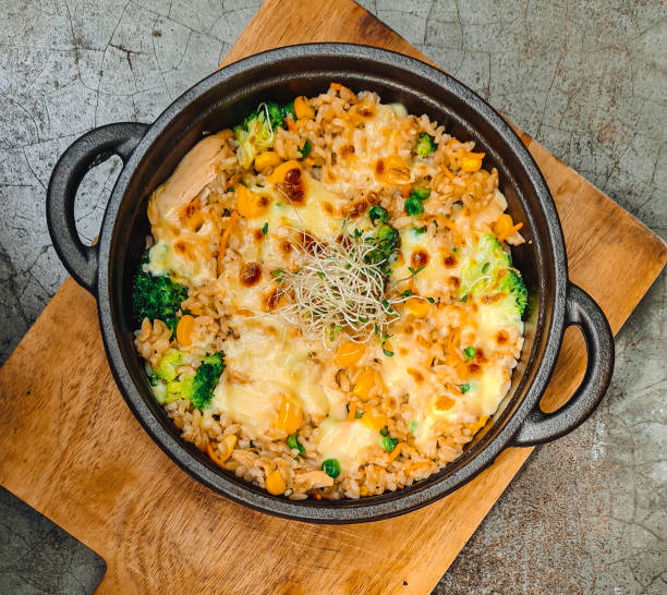 Vegetarian rice on a hot plate