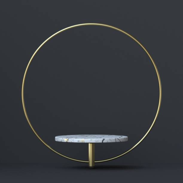 istock Abstract background golden ring and marble stand 3D 1287111170