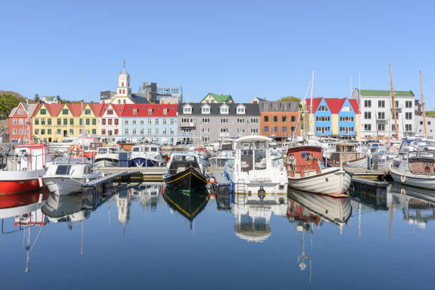 istock Moored modern boats in port 1287121245