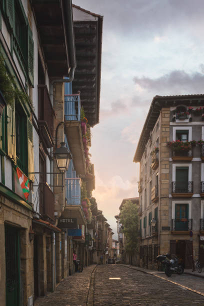 istock Streets of tipical Basque town at sunset 1287121273