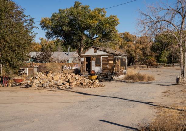 Jerome Idaho, USA - October 31, 2020: This image shows an old run down house in remote, rural community.