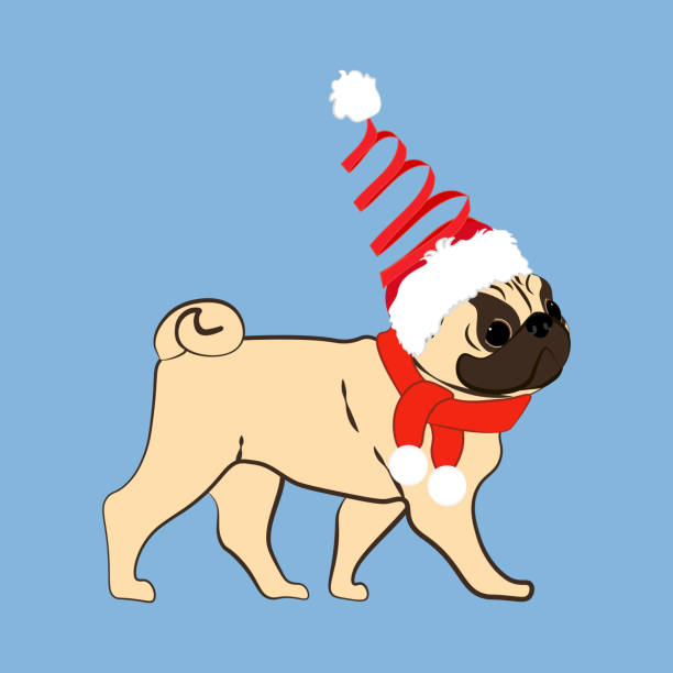 istock Pug dog in christmas costume vector illustration 1287128675