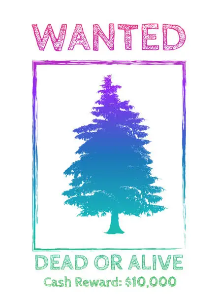 Vector illustration of Wanted Spruce Tree Rainbow