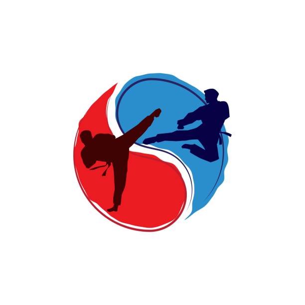 illustrazioni stock, clip art, cartoni animati e icone di tendenza di design dell'icona di taekwondo vector - tae kwon do