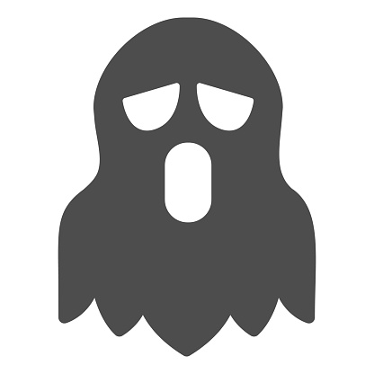 Ghost solid icon, halloween concept, spirit sign on white background, spooky costume for halloween icon in glyph style for mobile concept and web design. Vector graphics