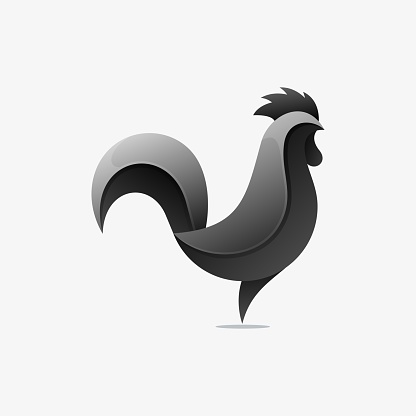 Vector Illustration Rooster Gradient Colorful Style.