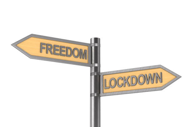 istock choice between lockdown and freedom on white background. Isolated 3D illustration 1287141161