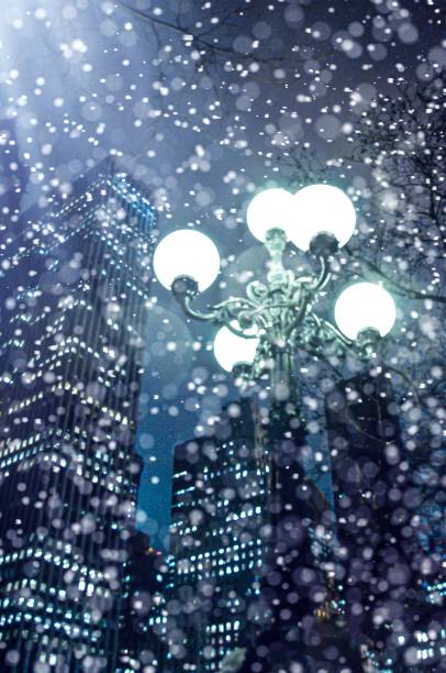 Manhattan night in the snow