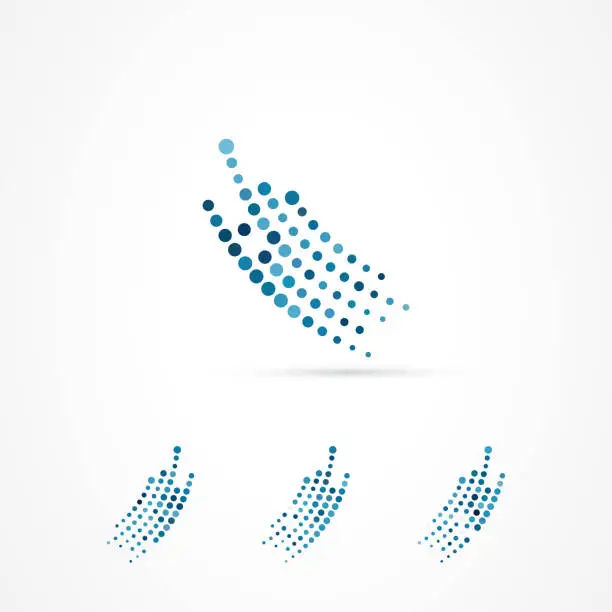 Vector illustration of Blue half tone dots pattern icon collection