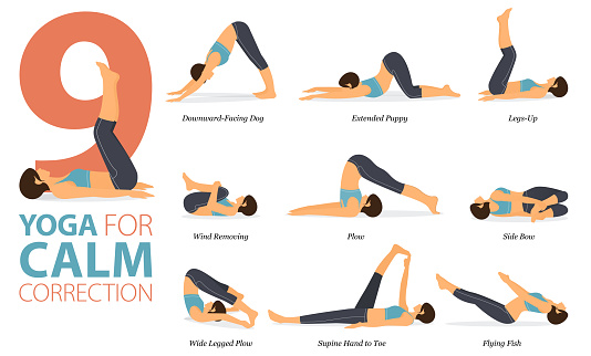 9 Yoga Poses Or Asana Posture For Workout In Calm Correction Concept Women Exercising For Body Stretching Fitness Infographic Flat Cartoon Vector Stock Illustration - Download Image Now - iStock 9 Yoga Poses Or Asana Posture For Workout In Calm Correction Concept Women Exercising For Body Stretching Fitness Infographic Flat Cartoon Vector Stock Illustration - Download Image Now - iStock