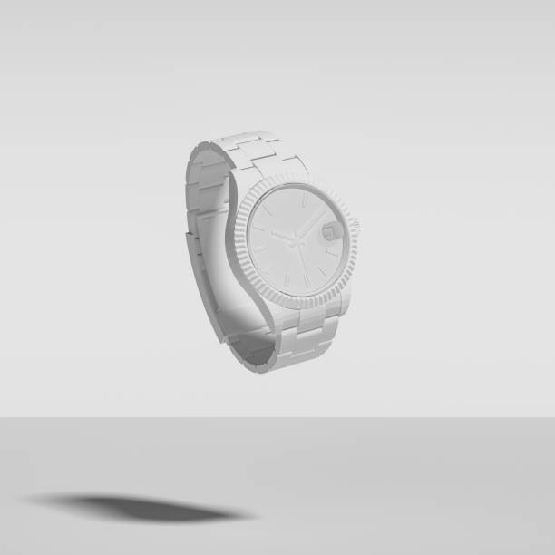 istock Abstract Image of White Painted Luxury Watch, Falling, Floating, Suspended, Isolated Against White 1287151266