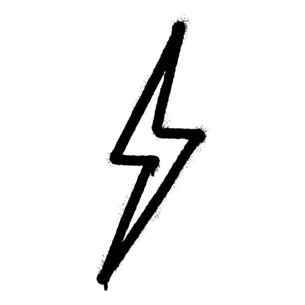 白い背景に分離された落書きスプレー電気稲妻シンボル。ベクトルの図。 - bolt点のイラスト素材／クリップアート素材／マンガ素材／アイコン素材
