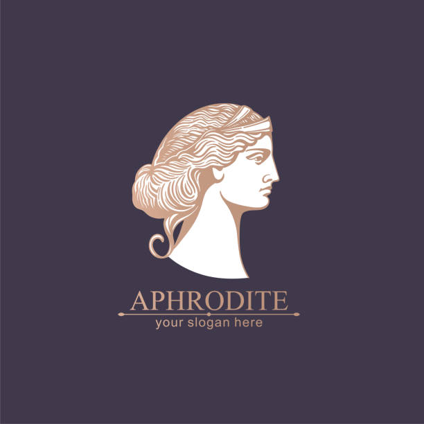 illustrations, cliparts, dessins animés et icônes de aphrodite ou vénus. logo de visage de femme. embl�ème pour un salon de beauté ou de yoga. style d’harmonie et de beauté. illustration vectorielle - aphrodite