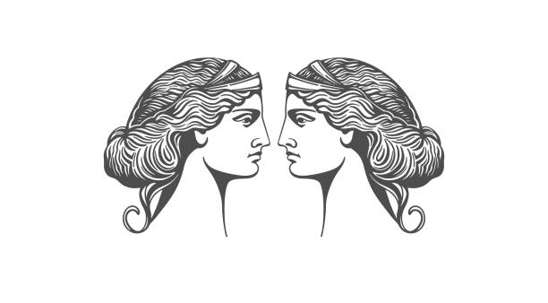 illustrations, cliparts, dessins animés et icônes de aphrodite ou vénus. logo de visage de femme. emblème pour un salon de beauté ou de yoga. style d’harmonie et de beauté. illustration vectorielle - aphrodite