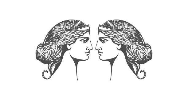 Aphrodite or Venus. Woman face logo. Emblem for a beauty or yoga salon. Style of harmony and beauty. Vector illustration Aphrodite or Venus. Woman face logo. Emblem for a beauty or yoga salon. Vector illustration roman illustrations stock illustrations