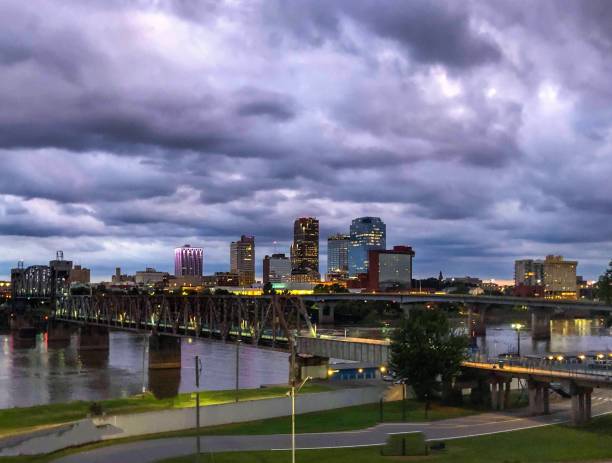 Little Rock Skyline at Dusk The Little Rock Skyline at Dusk on a Summer's Day michael dean shelton stock pictures, royalty-free photos & images