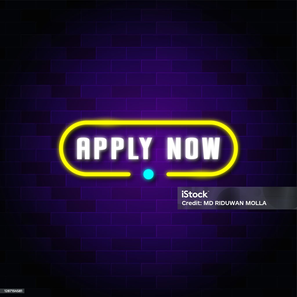 Apply Neon Sign Apply Now Neon Text Sign Button Design Stock Illustration - Download ...