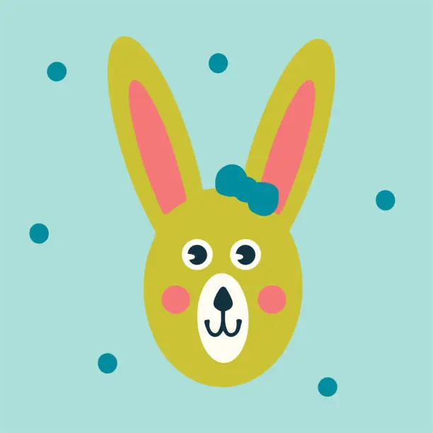 Vector illustration of Vector illustration of a cute hare. Vector design for web, print, gift paper, banners for websites, marketing materials, social media, mobile apps.