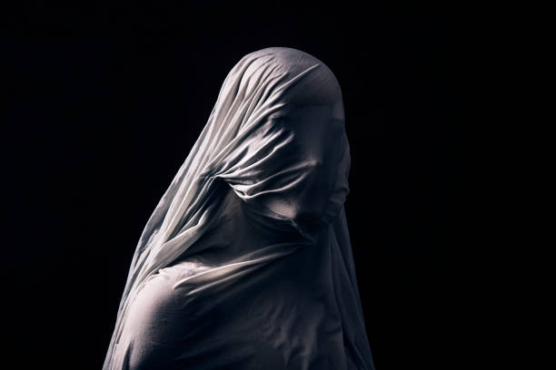 istock Portrait of a scary ghost isolated on black background 1287162010