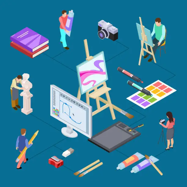 Vector illustration of Isometric graphic design, art vector concept. Digital and traditional art illustration