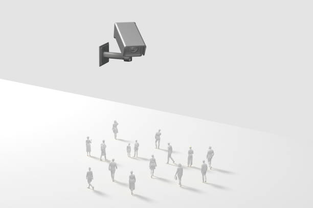 istock CCTV Camera In White Space Looking At A Crowd Of White Figurines On a White Background 1287166982