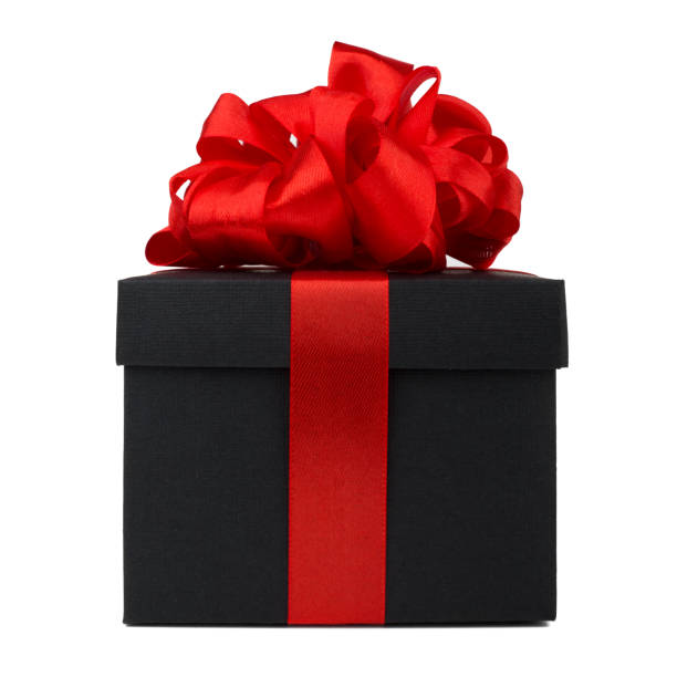 regalo del black friday su bianco - bow satin red large foto e immagini stock