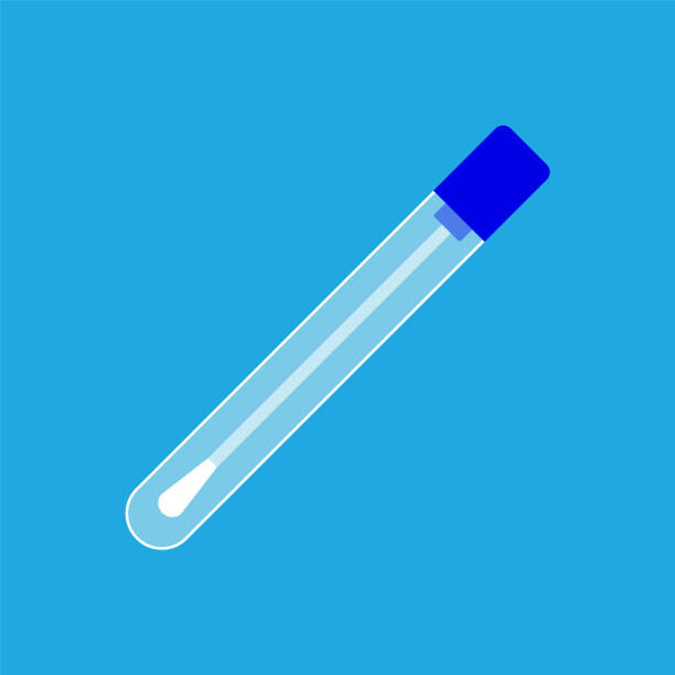 ilustrações, clipart, desenhos animados e ícones de tubo de ensaio com amostra de cotonete. teste de coronavírus. - beginnings origins creation molecule