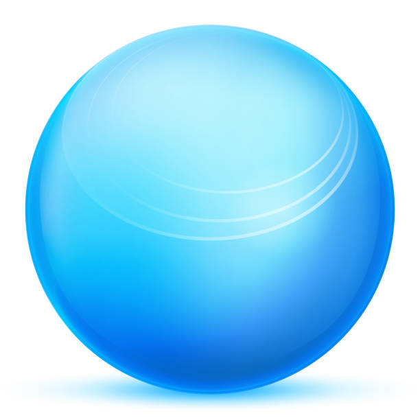 istock Glass blue ball or precious pearl. Glossy realistic ball, 3D abstract vector illustration highlighted on a white background. Big metal bubble with shadow. 1287171455