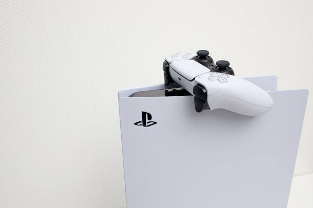 New PlayStation 5 Riga, Latvia - November 23, 2020: Sony Playstation 5 gaming console on white backgorund brand name games console stock pictures, royalty-free photos & images