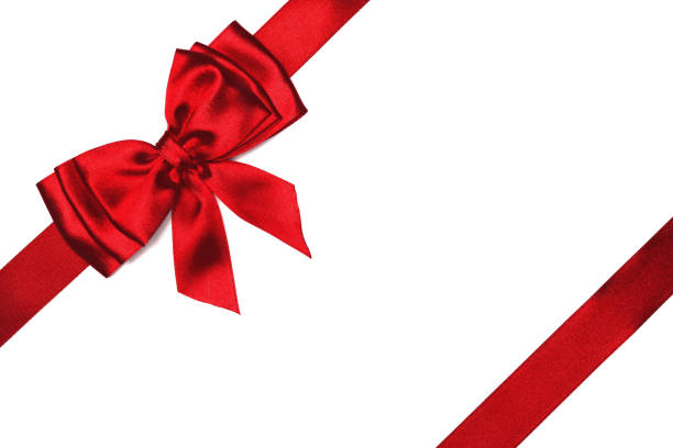 istock Red satin bow and ribbon isolated on white background 1287175993