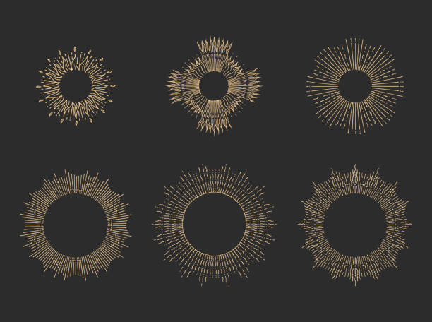 太陽線の�線形図面。ハローはベクトルで設定されます。 - halo点のイラスト素材／クリップアート素材／マンガ素材／アイコン素材