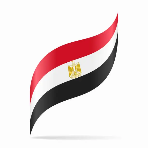 Vector illustration of Egyptian flag wavy abstract background. Vector illustration.