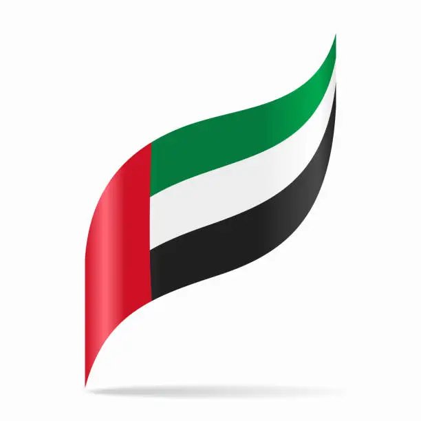 Vector illustration of United Arab Emirates flag wavy abstract background. Vector illustration.